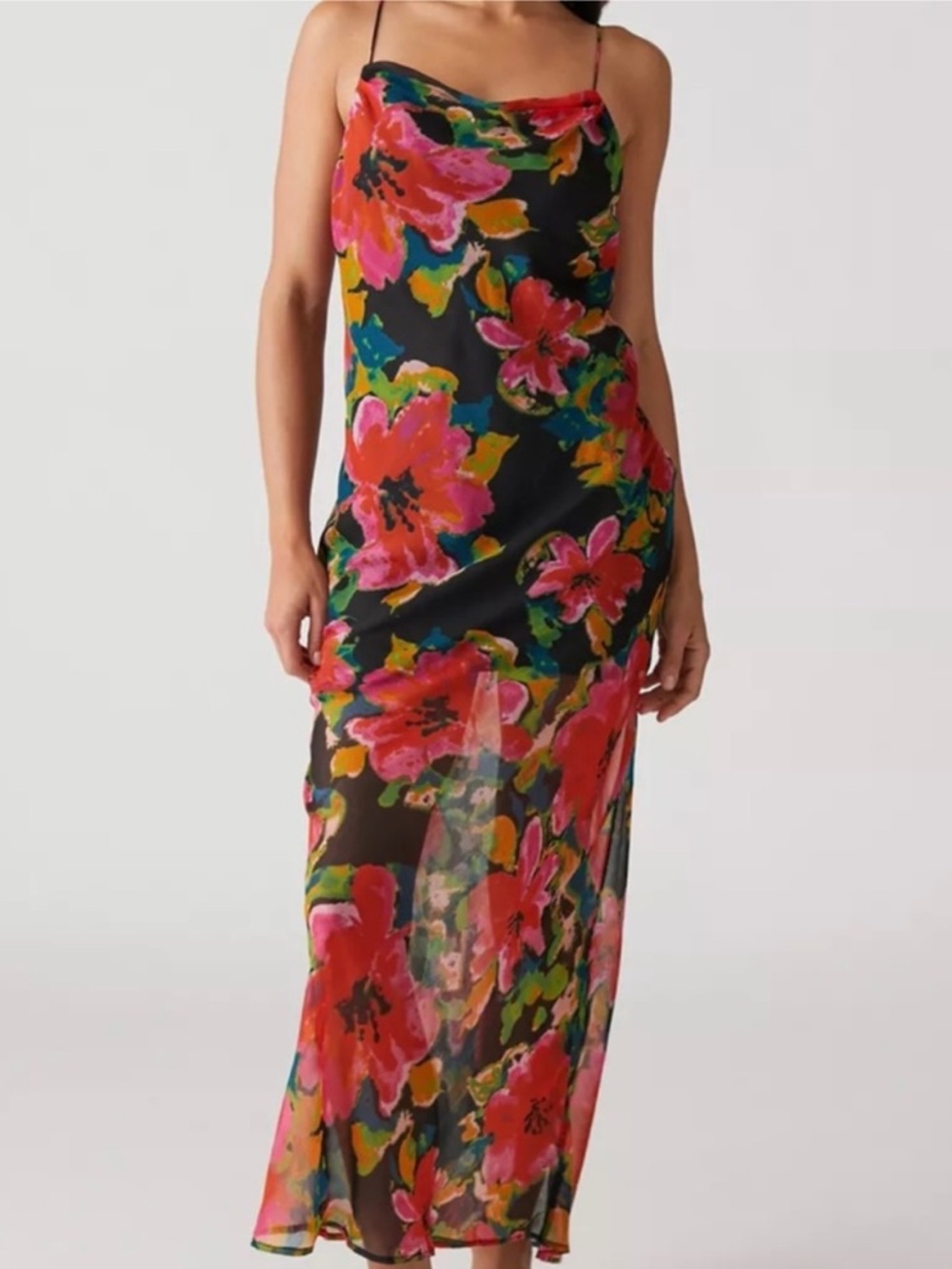 Women's Rosalia Sheer Floral Strappy Maxi
Slip Dress from Urban Outfitters Med